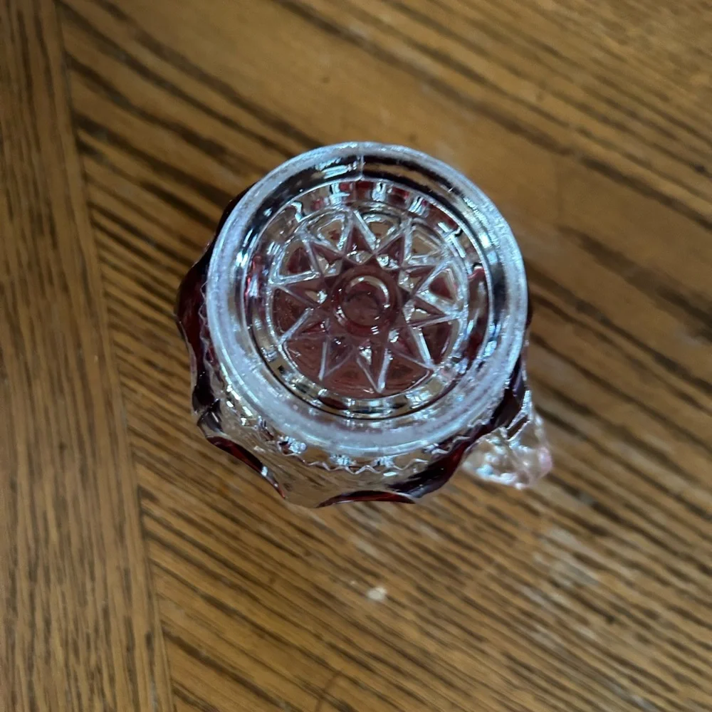 Antique Ruby Thumbprint Kings Crown Footed  Creamer